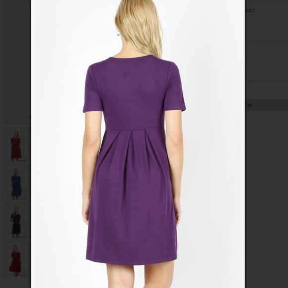 PREMIUM PLEATED WAIST SHORT SLEEVE DRESS - Picture 2 of 3